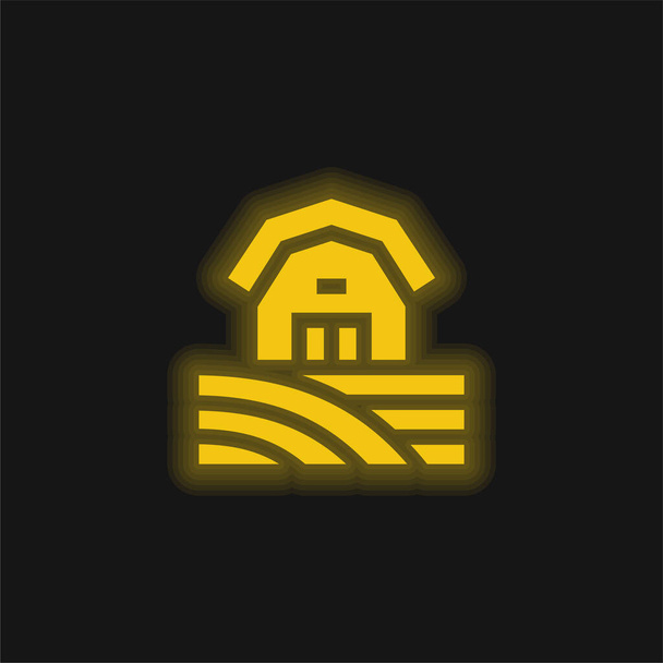 Granero amarillo brillante icono de neón - Vector, Imagen