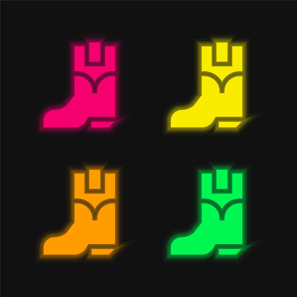Zavede čtyři barevné zářící neonový vektor ikonu - Vektor, obrázek