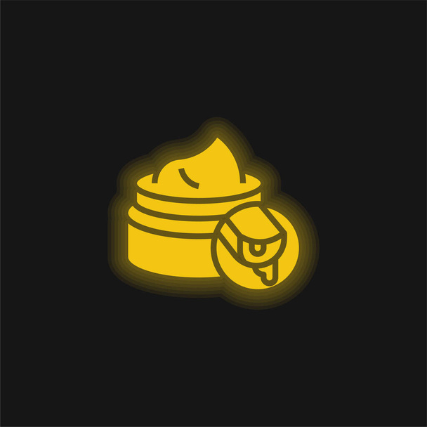 Aloe Vera sárga izzó neon ikon - Vektor, kép