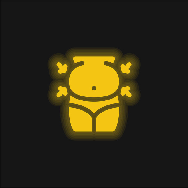 Břišní žlutá zářící neonová ikona - Vektor, obrázek