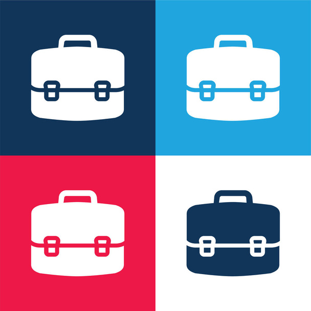 Set di icone minimali a quattro colori blu e rosso valigetta - Vettoriali, immagini