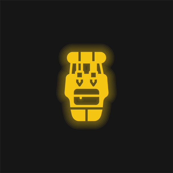 Mochila amarelo brilhante ícone de néon - Vetor, Imagem