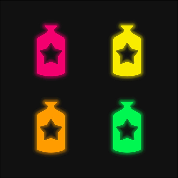Botella de cuatro colores brillante icono del vector de neón - Vector, Imagen