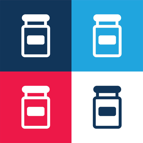 Big Case blue and red four color minimal icon set - Vector, Image