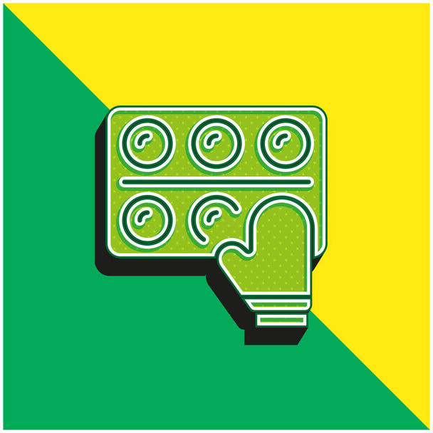 Ψήσιμο Πράσινο και κίτρινο σύγχρονο 3d διάνυσμα εικονίδιο λογότυπο - Διάνυσμα, εικόνα