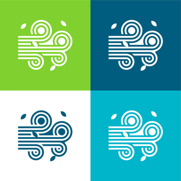 Aire Plano de cuatro colores mínimo icono conjunto - Vector, Imagen