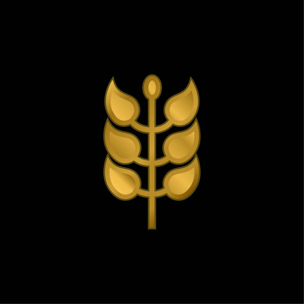 Branch con foglie oro placcato icona metallica o logo vettoriale - Vettoriali, immagini