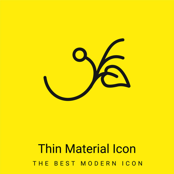 Větev s listem a semenem minimální jasně žlutý materiál ikona - Vektor, obrázek