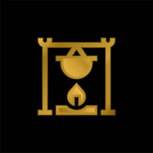 Bonfire banhado a ouro ícone metálico ou vetor logotipo - Vetor, Imagem