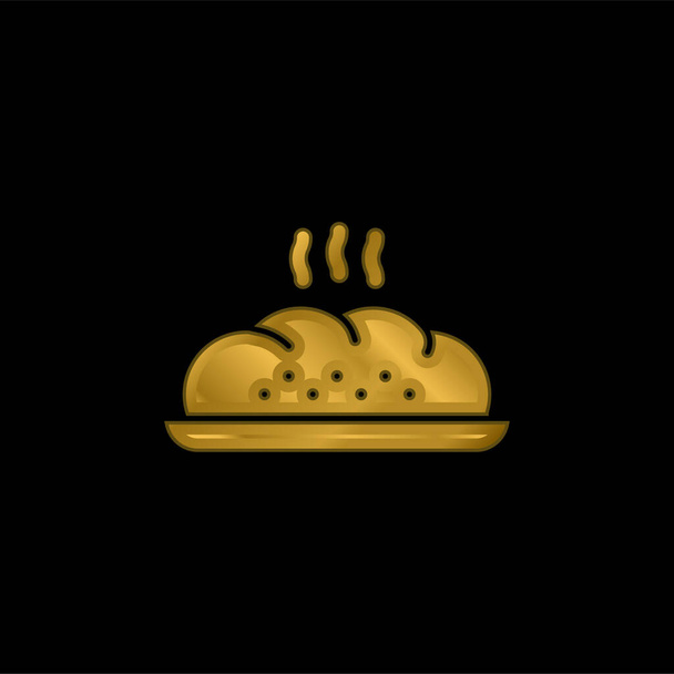 Ekmek altın kaplama metalik simge veya logo vektörü - Vektör, Görsel