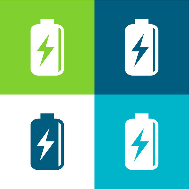 Batería con perno Símbolo Plano de cuatro colores mínimo icono conjunto - Vector, Imagen