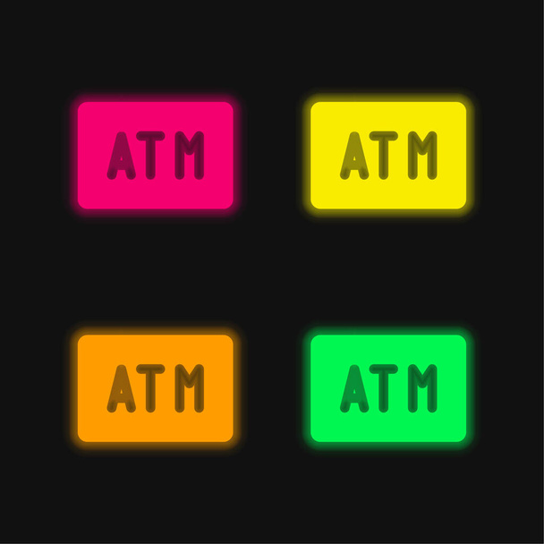 ATM neljä väriä hehkuva neon vektori kuvake - Vektori, kuva