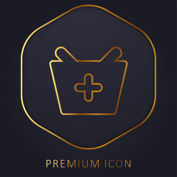 Προσθήκη στο καλάθι χρυσή γραμμή premium λογότυπο ή εικονίδιο - Διάνυσμα, εικόνα
