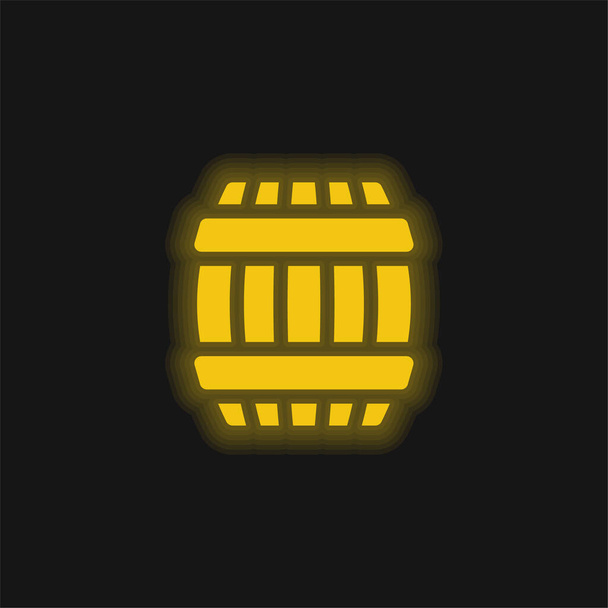 Hordó sárga izzó neon ikon - Vektor, kép