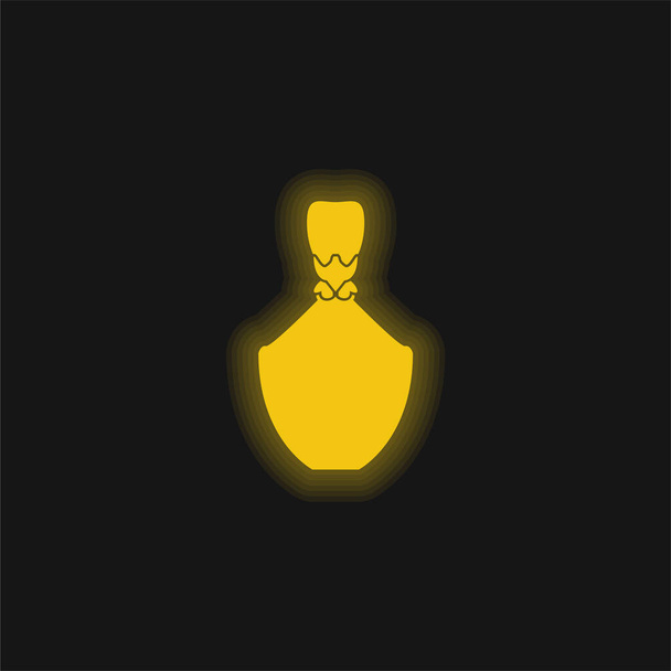 ボトル形の黄色輝くネオンアイコン - ベクター画像
