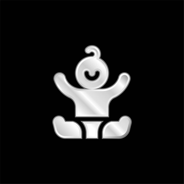Bebé plateado icono metálico - Vector, Imagen