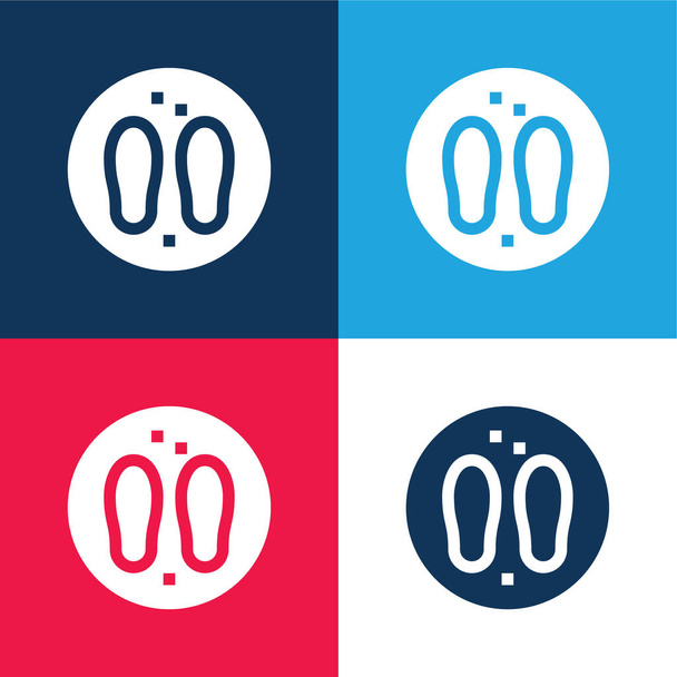 Bodhu Boron azul y rojo conjunto de iconos mínimos de cuatro colores - Vector, Imagen