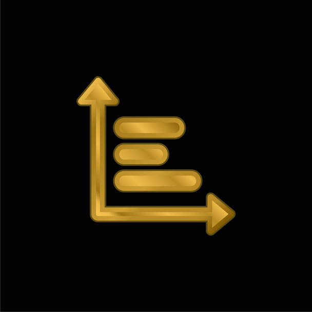 Gráfico de análise banhado a ouro ícone metálico ou vetor logotipo - Vetor, Imagem
