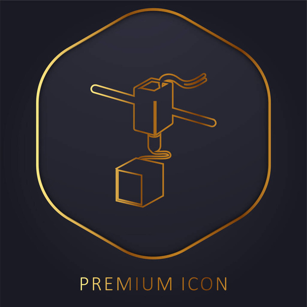 3d Printer Tool Working golden line premium logo or icon - Vector, Image