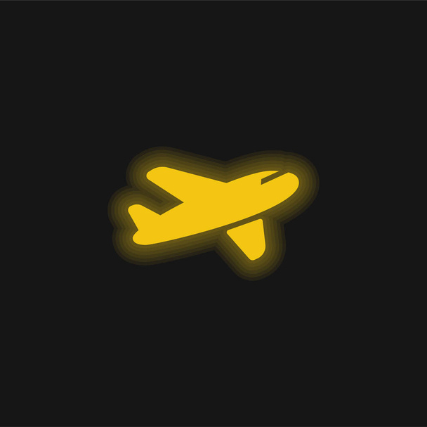Transporte aéreo ícone de néon brilhante amarelo - Vetor, Imagem