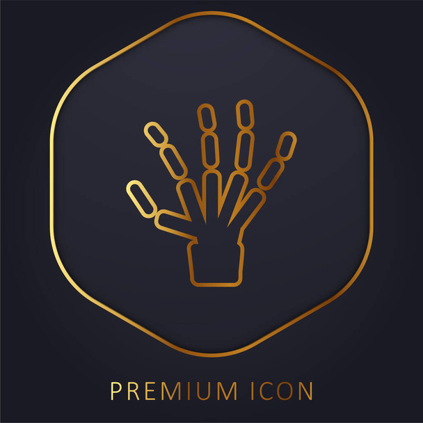 Bone Hand golden line premium logo or icon - Vector, Image