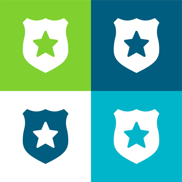 Odznak Byt čtyři barvy minimální ikona nastavena - Vektor, obrázek
