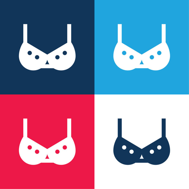 Breast blue and red four color minimal icon set - Vector, Image