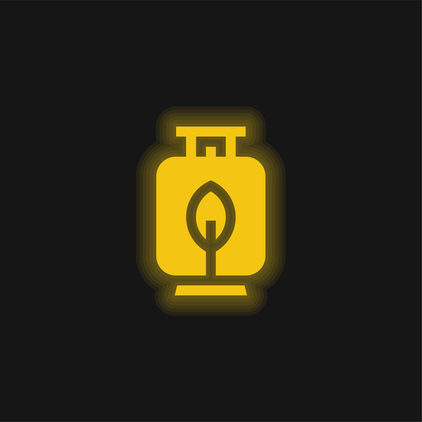 Biogas yellow glowing neon icon - Vector, Image