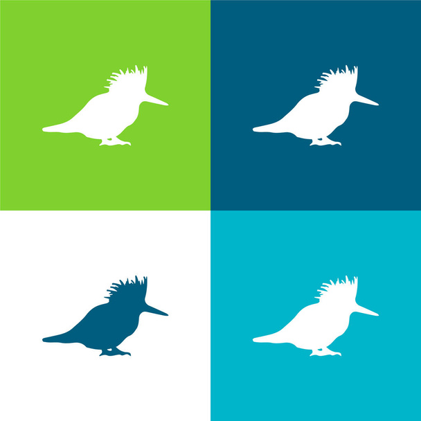 Pájaro silueta plana de cuatro colores mínimo icono conjunto - Vector, Imagen