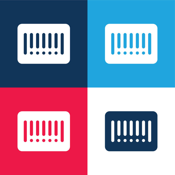 Barcode μπλε και κόκκινο τεσσάρων χρωμάτων ελάχιστο σύνολο εικονιδίων - Διάνυσμα, εικόνα