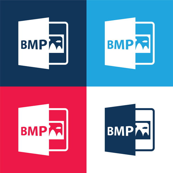 BMP Open File Format blue and red four color minimal icon set - Vector, Image