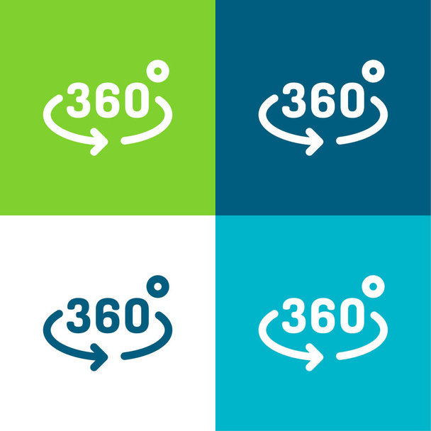360 Degrees Flat four color minimal icon set - Vector, Image