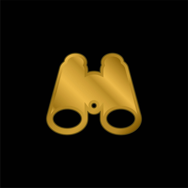 Prismáticos chapado en oro icono metálico o logo vector - Vector, imagen