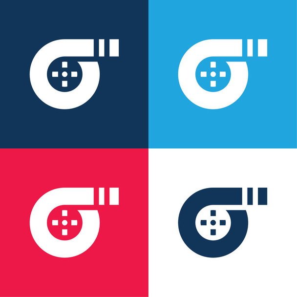 Filtro de ar azul e vermelho conjunto de ícone mínimo de quatro cores - Vetor, Imagem