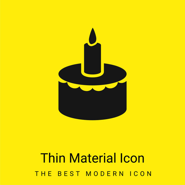 Narozeninový dort se svíčkou minimální jasně žlutý materiál ikona - Vektor, obrázek