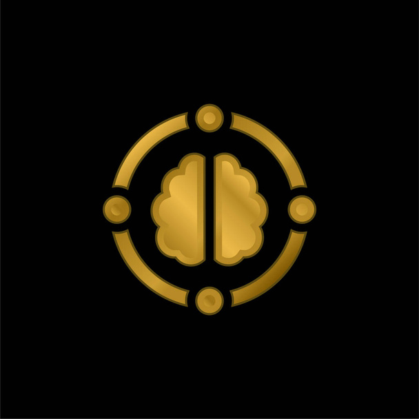 AI złocone metaliczna ikona lub wektor logo - Wektor, obraz