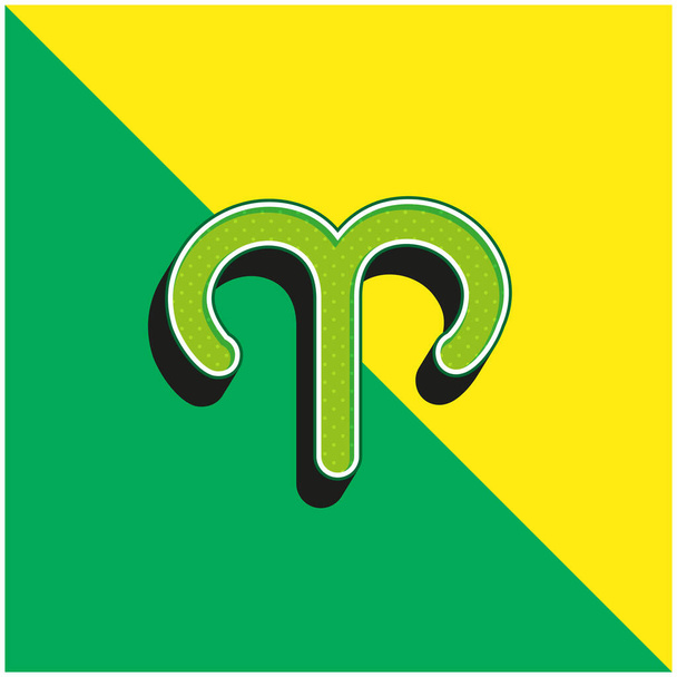 Koç İşareti Yeşil ve Sarı 3D modern vektör simgesi logosu - Vektör, Görsel