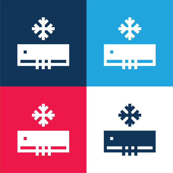 Klimaanlage blau und rot vier Farben minimales Symbol-Set - Vektor, Bild