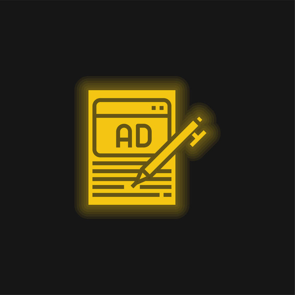 Διαφήμιση κίτρινο λαμπερό νέον εικονίδιο - Διάνυσμα, εικόνα