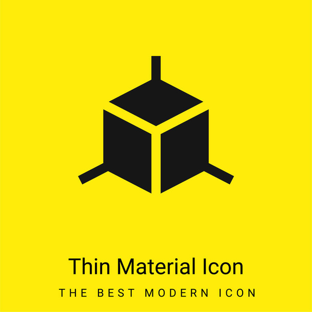 3d Cube minimal bright yellow material icon - Vector, Image