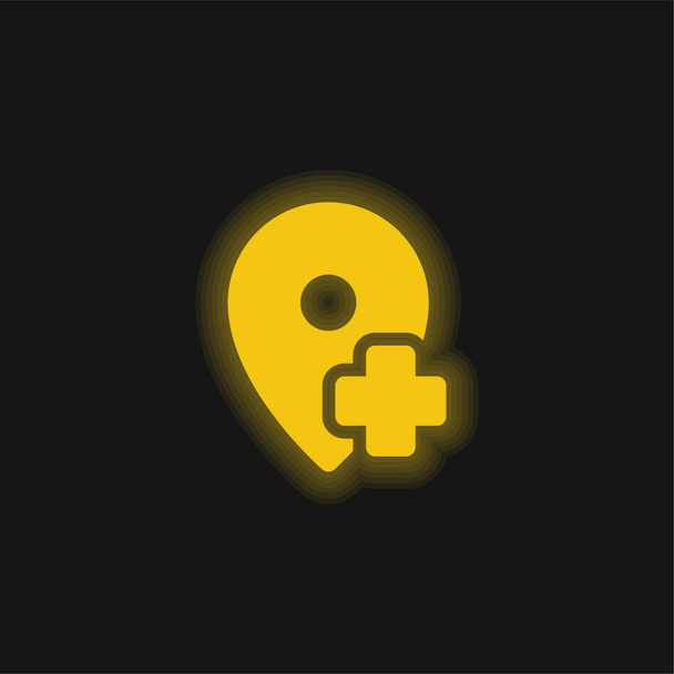 Přidat žlutou zářící neonovou ikonu umístění - Vektor, obrázek