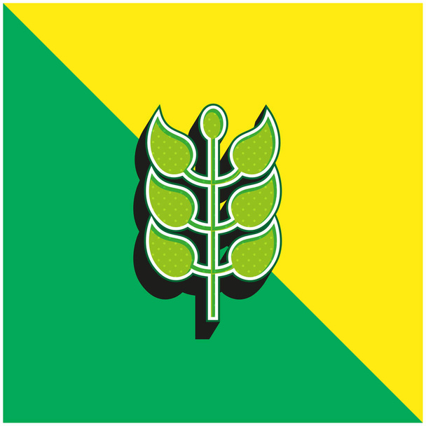 緑と黄色の現代的な3Dベクトルのアイコンのロゴとブランチ - ベクター画像