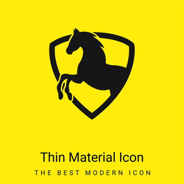Black Horse Part In A Shield vázlat minimális világos sárga anyag ikon - Vektor, kép