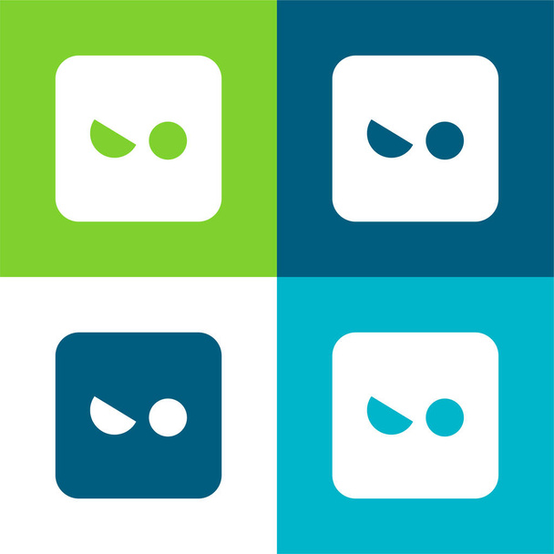Angry Flat cztery kolory minimalny zestaw ikon - Wektor, obraz