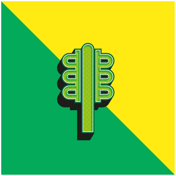Aztec Hammer of Mexico Zöld és sárga modern 3D vektor ikon logó - Vektor, kép