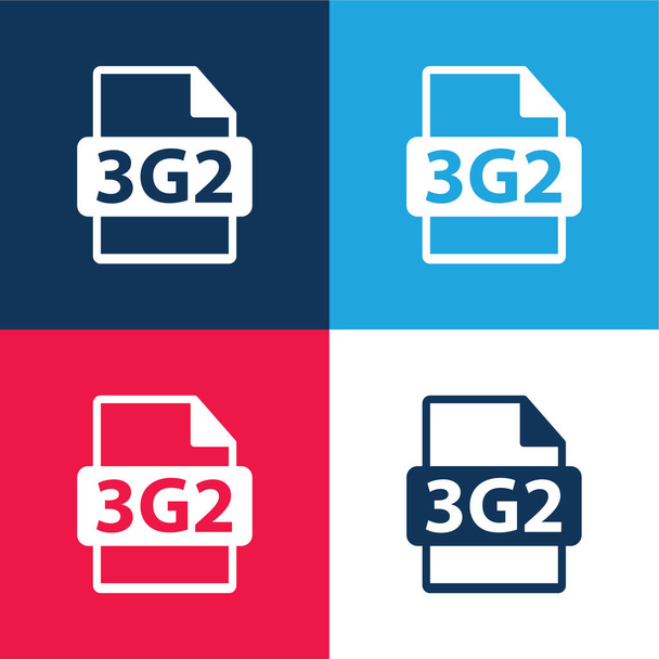 3G2 Formato de archivo azul y rojo conjunto de iconos mínimo de cuatro colores - Vector, Imagen