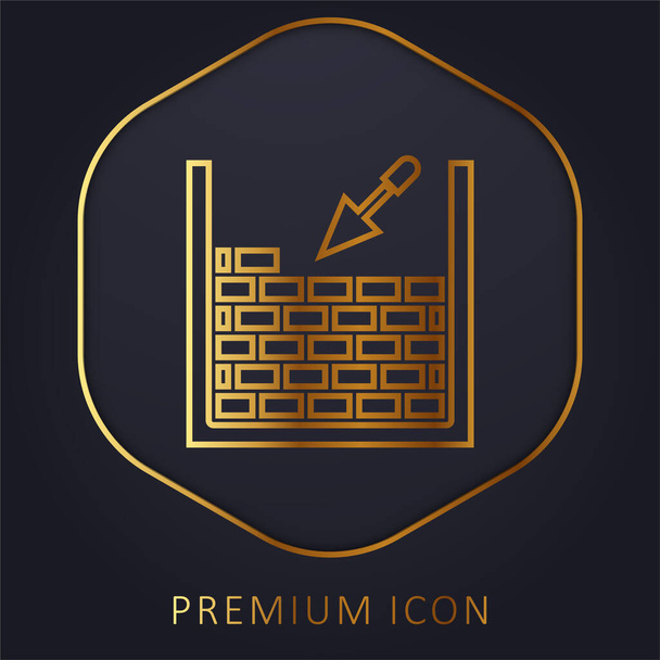 Brickwork golden line premium logo or icon - Vector, Image