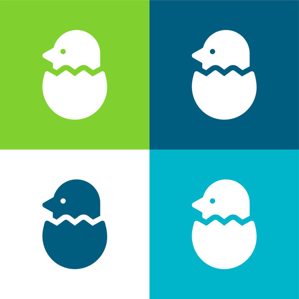 Bird Flat set di icone minime a quattro colori - Vettoriali, immagini