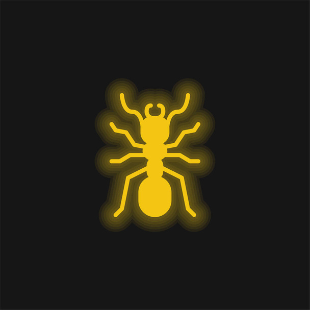 Mierengeel gloeiend neon icoon - Vector, afbeelding
