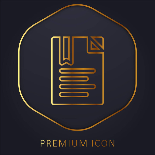 Bookmark golden line premium logo or icon - Vector, Image
